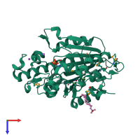 PDB entry 4kav coloured by chain, top view.