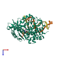 PDB entry 4kb6 coloured by chain, top view.