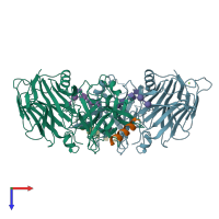 PDB entry 4kbb coloured by chain, top view.
