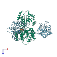 PDB entry 4kbf coloured by chain, top view.