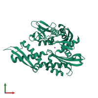 PDB entry 4kbo coloured by chain, front view.