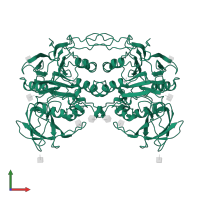 Fe(3+)-Zn(2+) purple acid phosphatase in PDB entry 4kbp, assembly 1, front view.