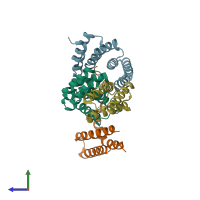 PDB entry 4kbq coloured by chain, side view.