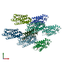 PDB entry 4kbr coloured by chain, front view.