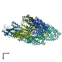 PDB entry 4kbr coloured by chain, top view.