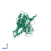 PDB entry 4kc9 coloured by chain, side view.