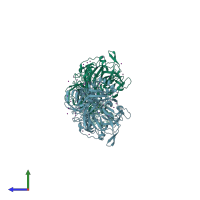 PDB entry 4kca coloured by chain, side view.