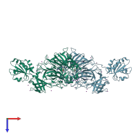 PDB entry 4kca coloured by chain, top view.