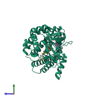 PDB entry 4kcf coloured by chain, side view.