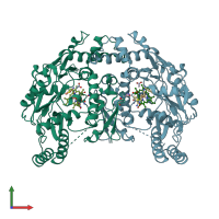PDB entry 4kci coloured by chain, front view.