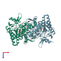 PDB entry 4kci coloured by chain, top view.