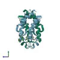 PDB entry 4kcx coloured by chain, side view.