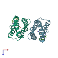 PDB entry 4kcx coloured by chain, top view.