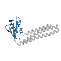 The deposited structure of PDB entry 4kdd contains 1 copy of CATH domain 3.30.1360.40 (Gyrase A; domain 2) in Ribosome-recycling factor. Showing 1 copy in chain A.