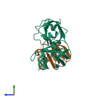 PDB entry 4kdl coloured by chain, side view.