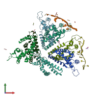 PDB entry 4kdp coloured by chain, front view.