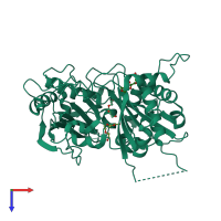 PDB entry 4ke4 coloured by chain, top view.