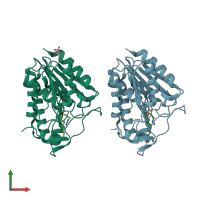 PDB entry 4ke7 coloured by chain, front view.
