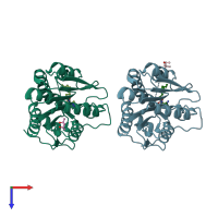 PDB entry 4ke7 coloured by chain, top view.