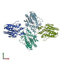 PDB entry 4ke8 coloured by chain, front view.