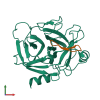 PDB entry 4kel coloured by chain, front view.