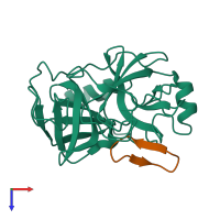 PDB entry 4kel coloured by chain, top view.