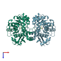 PDB entry 4kem coloured by chain, top view.