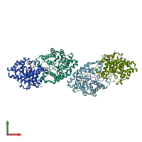 PDB entry 4ker coloured by chain, front view.