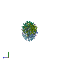 PDB entry 4ker coloured by chain, side view.