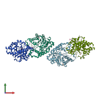 PDB entry 4keu coloured by chain, front view.