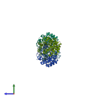 PDB entry 4kev coloured by chain, side view.