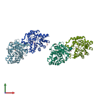 PDB entry 4kez coloured by chain, front view.