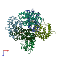 PDB entry 4kf6 coloured by chain, top view.