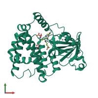 PDB entry 4kf9 coloured by chain, front view.