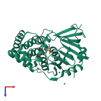 PDB entry 4kf9 coloured by chain, top view.