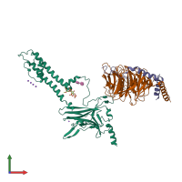 PDB entry 4kfm coloured by chain, front view.