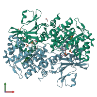 PDB entry 4kfo coloured by chain, front view.