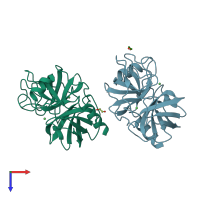 PDB entry 4kga coloured by chain, top view.