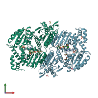 PDB entry 4kgd coloured by chain, front view.