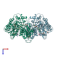 PDB entry 4kgd coloured by chain, top view.