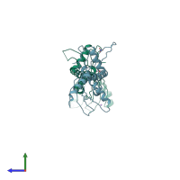 PDB entry 4kgh coloured by chain, side view.