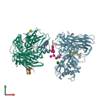 PDB entry 4kgj coloured by chain, front view.