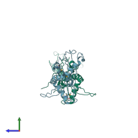 PDB entry 4kgo coloured by chain, side view.