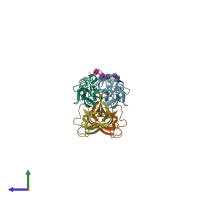 PDB entry 4kgq coloured by chain, side view.