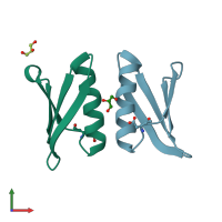 PDB entry 4kgs coloured by chain, front view.
