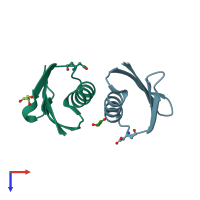 PDB entry 4kgs coloured by chain, top view.