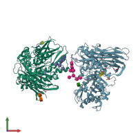 PDB entry 4kh2 coloured by chain, front view.