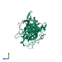 PDB entry 4kh8 coloured by chain, side view.