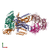 PDB entry 4khz coloured by chain, front view.