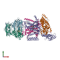 PDB entry 4ki0 coloured by chain, front view.